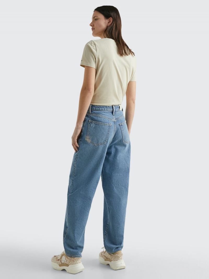 Tommy Hilfiger High Rise Relaxed Balloon Distressed Jeans Dam Blå | 953-LBPRIT