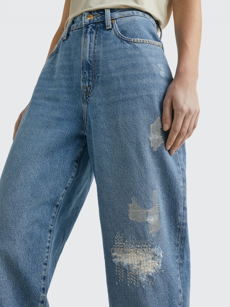 Tommy Hilfiger High Rise Relaxed Balloon Distressed Jeans Dam Blå | 953-LBPRIT