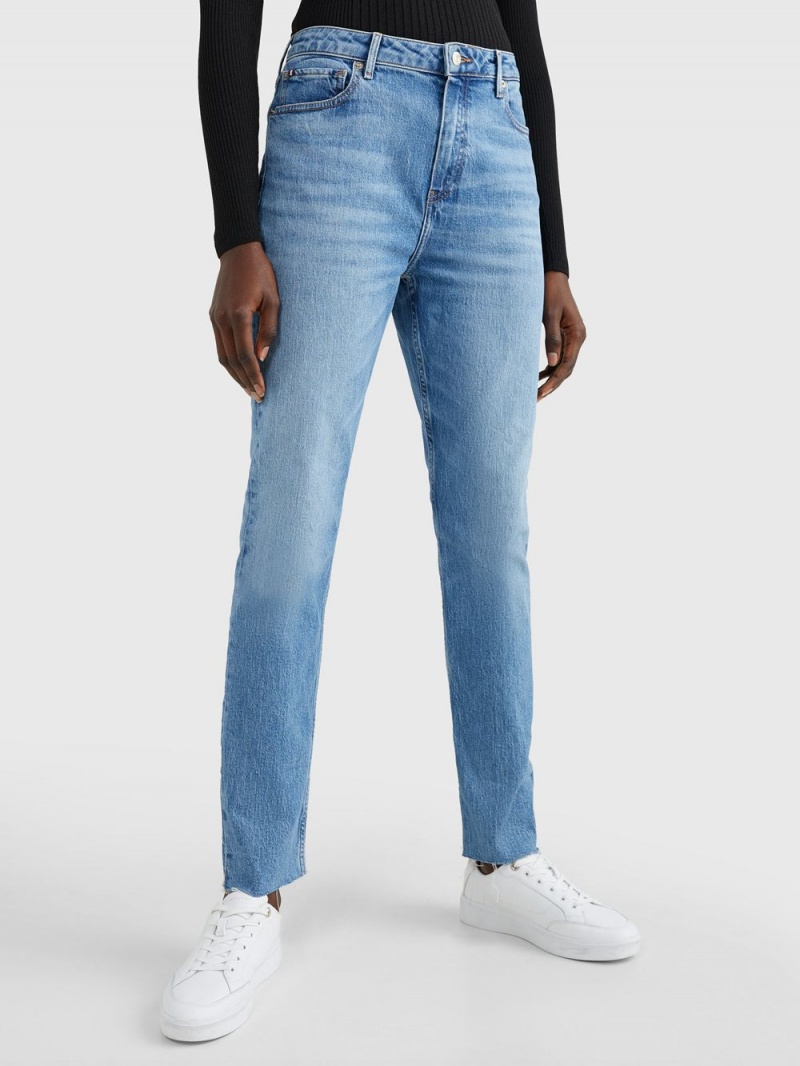 Tommy Hilfiger High Rise Slim Faded Jeans Dam Blå | 430-FDXGYZ