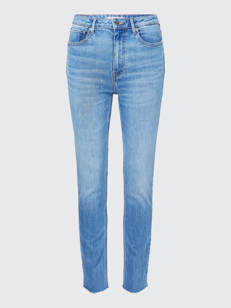 Tommy Hilfiger High Rise Slim Faded Jeans Dam Blå | 430-FDXGYZ