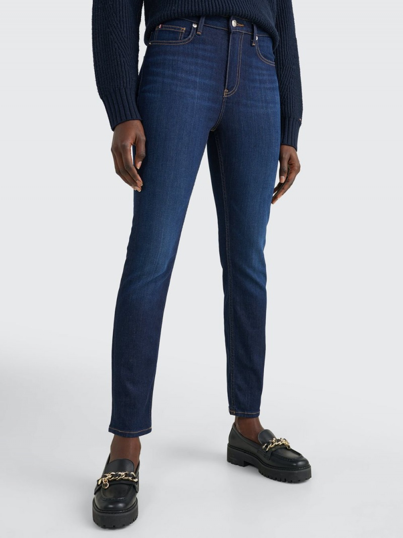 Tommy Hilfiger High Rise Slim Fit Jeans Dam Marinblå | 176-KOLNCT