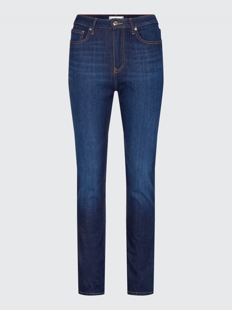 Tommy Hilfiger High Rise Slim Fit Jeans Dam Marinblå | 176-KOLNCT