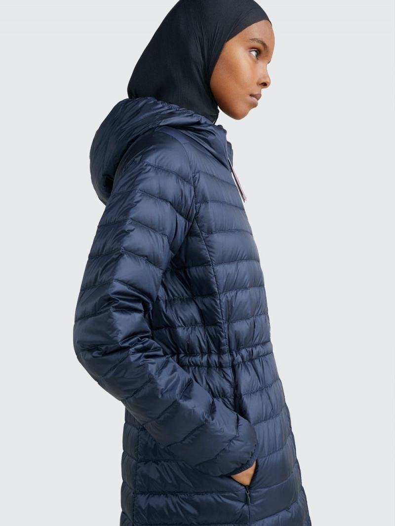 Tommy Hilfiger Hooded Quiltad Down Rockar Dam Marinblå | 749-NRBVLS