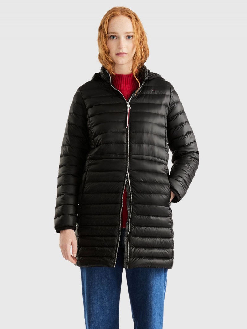 Tommy Hilfiger Hooded Quiltad Down Rockar Dam Svarta | 207-GIMOLE