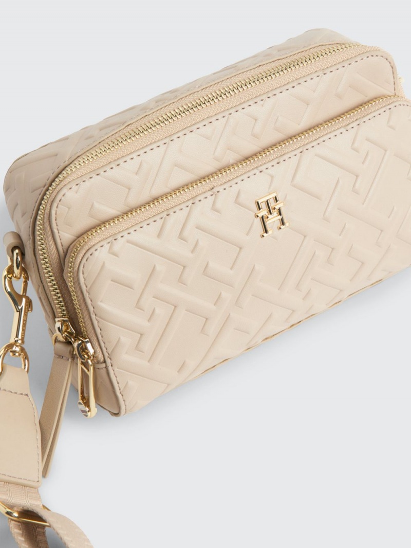 Tommy Hilfiger Iconic Embossed Monogram Crossover Camera Väskor Dam Beige | 572-PTBWNM