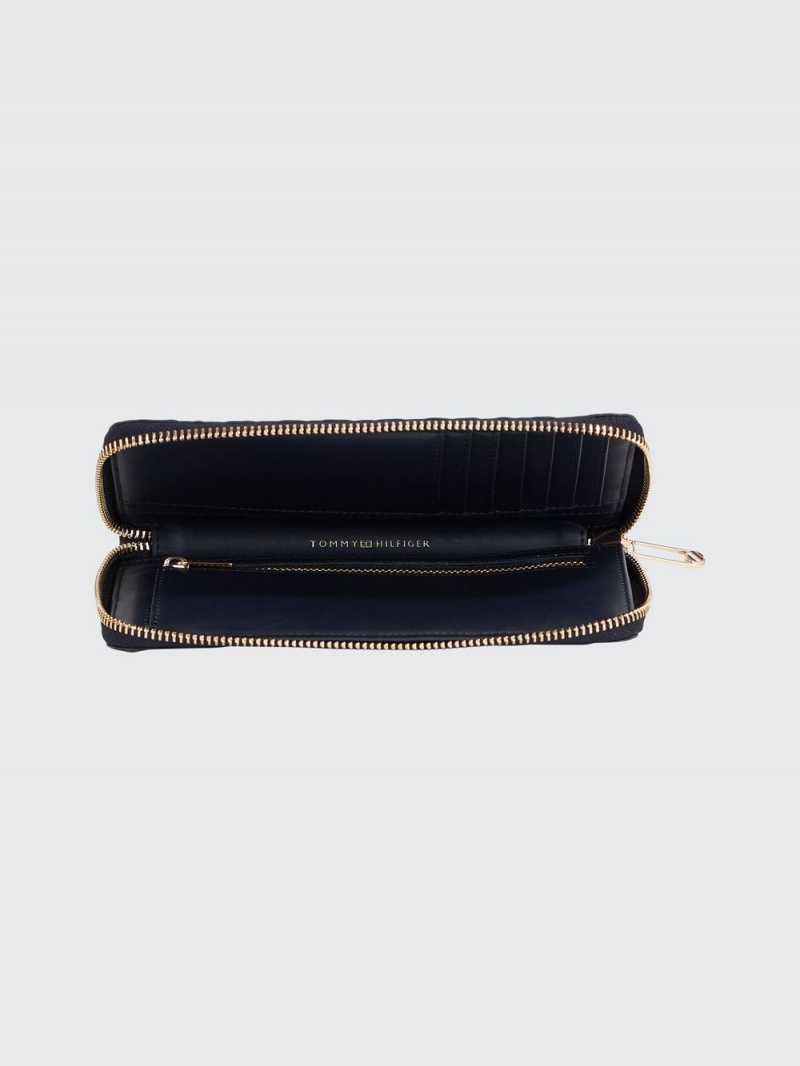 Tommy Hilfiger Iconic Large Monogram Zip-Around Plånbok Dam Marinblå | 046-WZEVLR