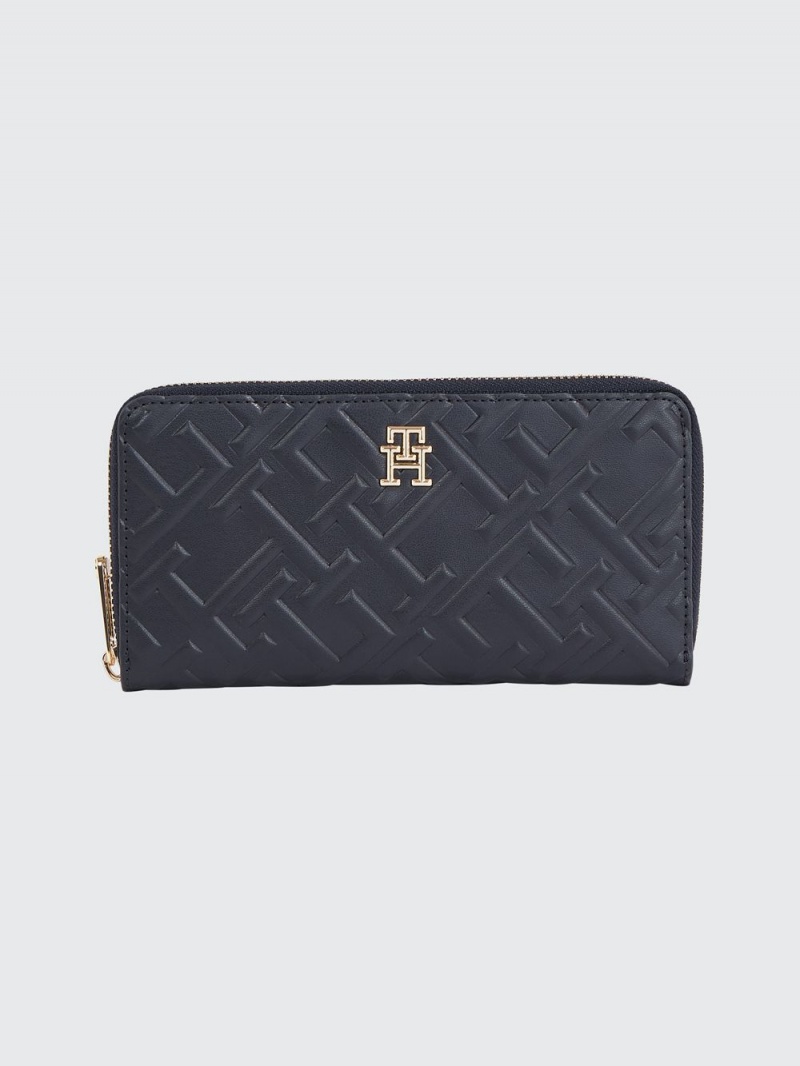 Tommy Hilfiger Iconic Large Monogram Zip-Around Plånbok Dam Marinblå | 046-WZEVLR