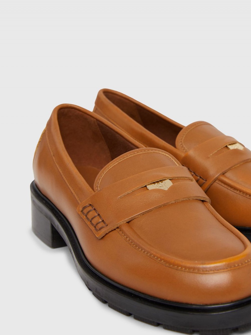 Tommy Hilfiger Iconic Läder Loafers Dam Bruna | 803-KNICUT