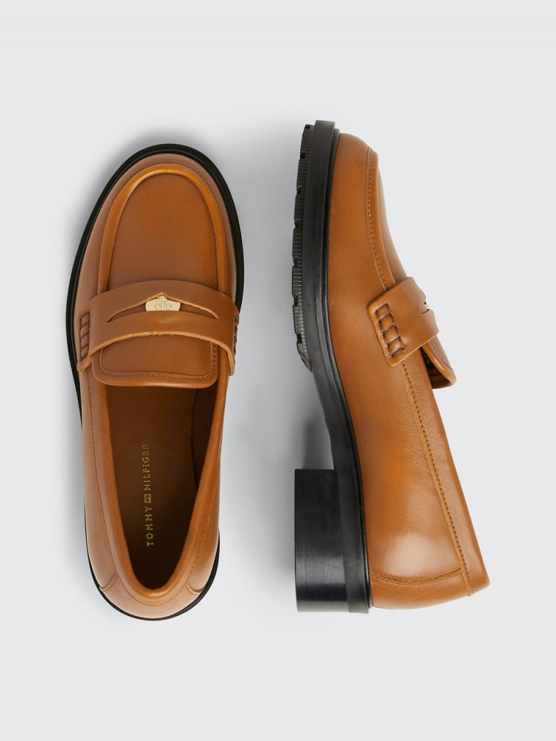 Tommy Hilfiger Iconic Läder Loafers Dam Bruna | 803-KNICUT