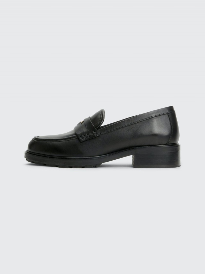 Tommy Hilfiger Iconic Läder Loafers Dam Svarta | 576-IZCXKN