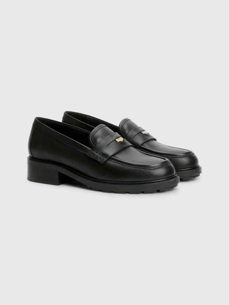 Tommy Hilfiger Iconic Läder Loafers Dam Svarta | 576-IZCXKN