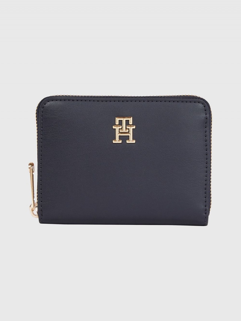 Tommy Hilfiger Iconic Monogram Medium Zip-Around Plånbok Dam Blå | 569-TVFJGM