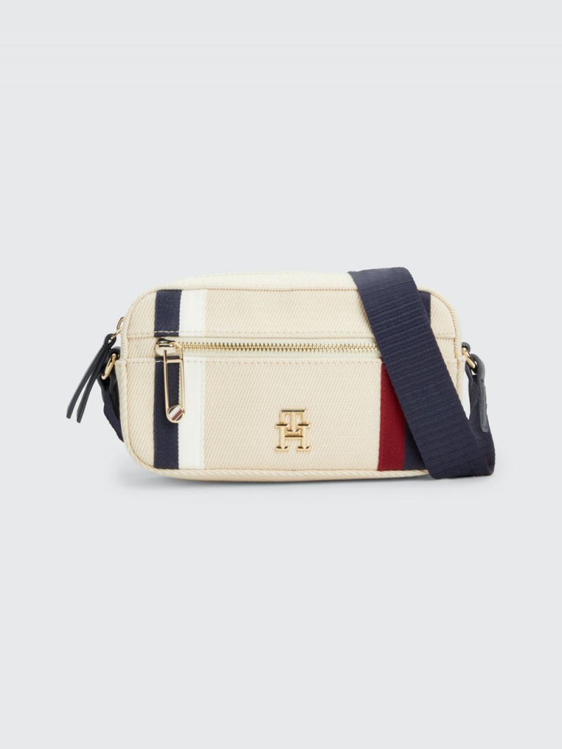 Tommy Hilfiger Iconic Signature Recycled Camera Väskor Dam Beige | 569-QJZNBI