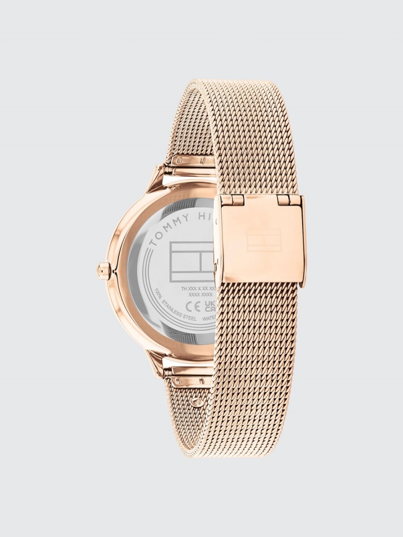 Tommy Hilfiger Iris Ionic Plated Rose Gold Steel Silver White Dial Klocka Dam Rosa Guld | 513-GIWSKT