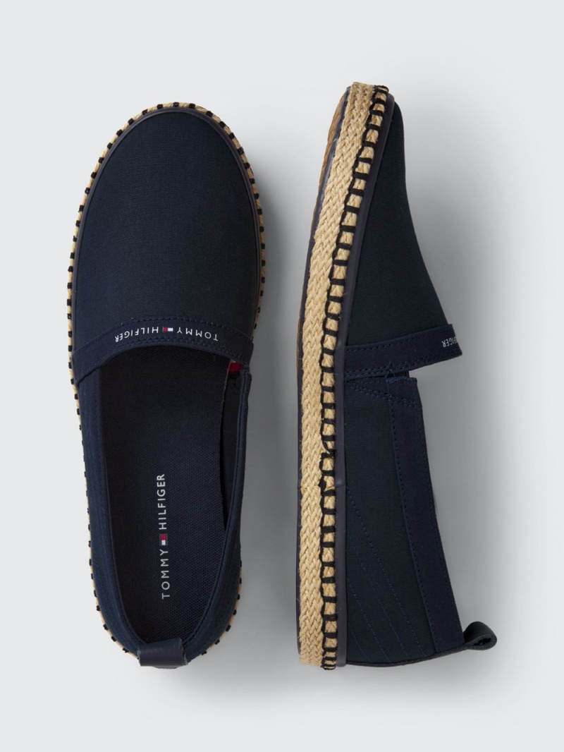 Tommy Hilfiger Jute Logo Espadrilles Causal Skor Herr Marinblå | 582-RQCENM