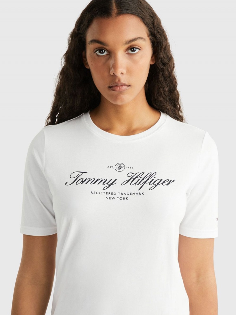 Tommy Hilfiger Korta Script Tee Klänning Dam Vita | 806-XGYWRB