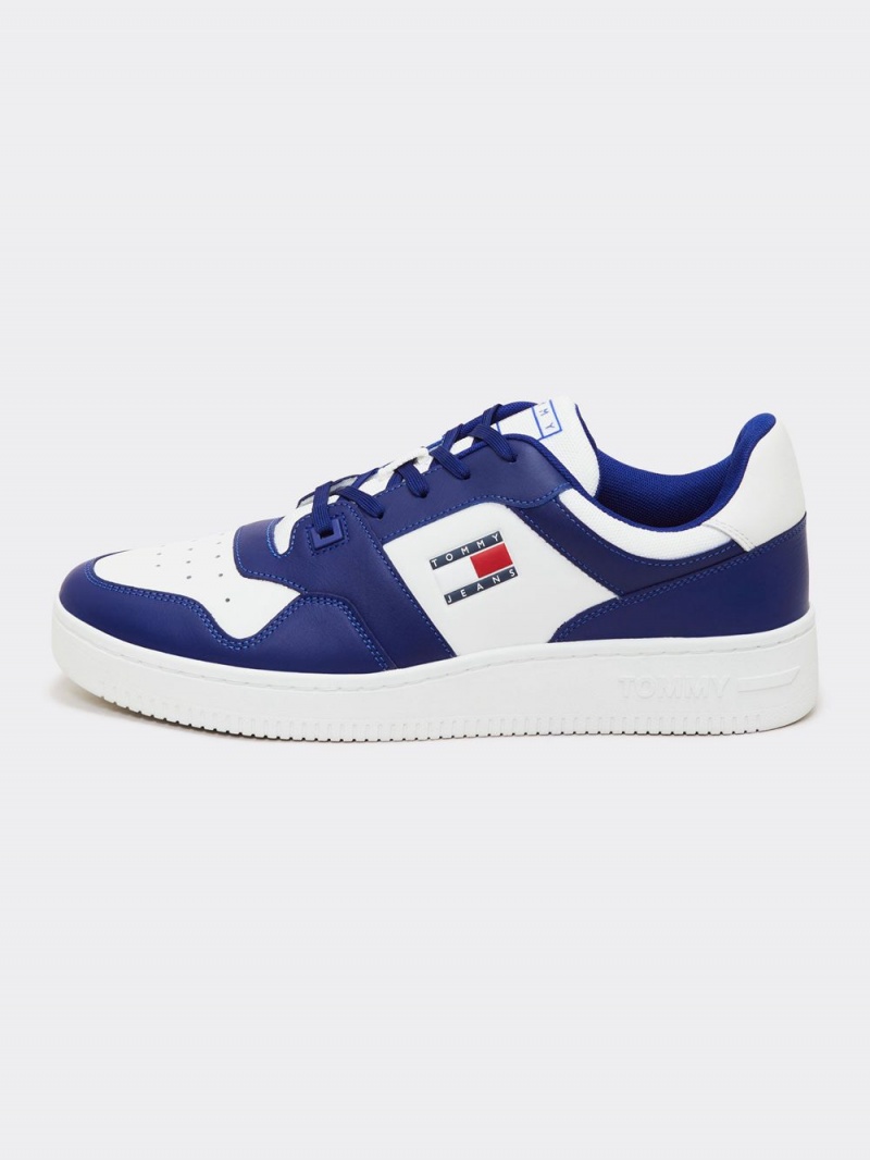 Tommy Hilfiger Läder Colour-Blocked Basketball Sneakers Herr Marinblå | 627-NXODTK