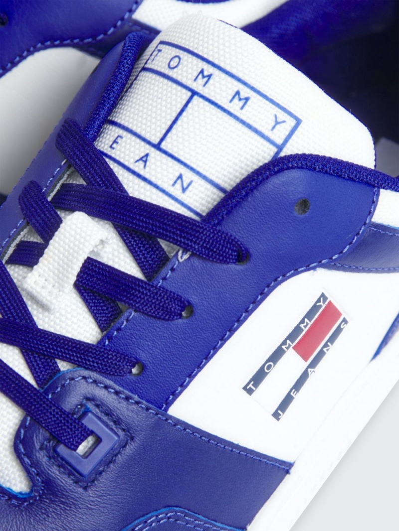 Tommy Hilfiger Läder Colour-Blocked Basketball Sneakers Herr Marinblå | 627-NXODTK