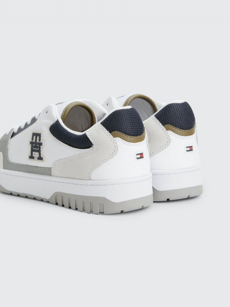 Tommy Hilfiger Läder Cupsole Basketball Sneakers Herr Vita | 573-LKRDJC