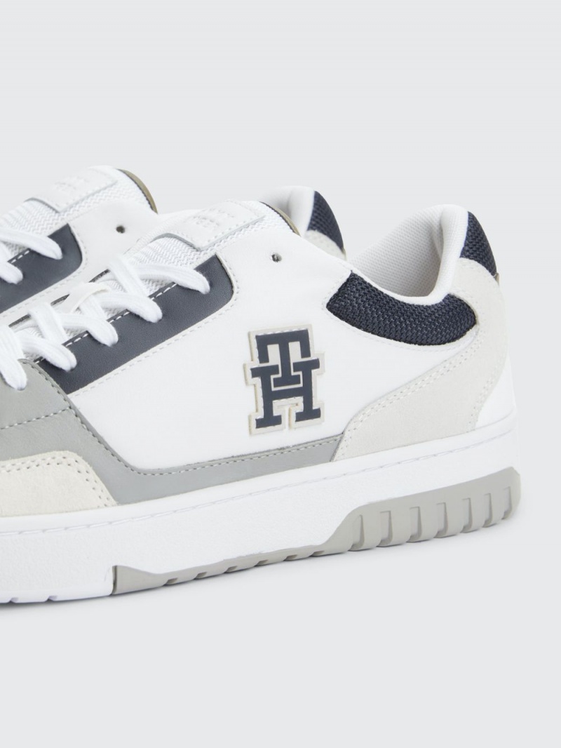 Tommy Hilfiger Läder Cupsole Basketball Sneakers Herr Vita | 573-LKRDJC