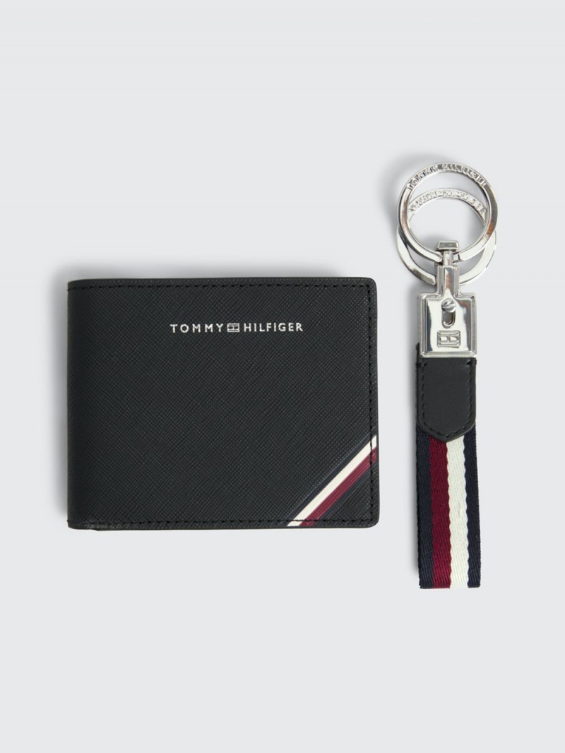 Tommy Hilfiger Läder Small Credit Card And Key Fob Gift Set Plånbok Herr Svarta | 396-JEPFYN