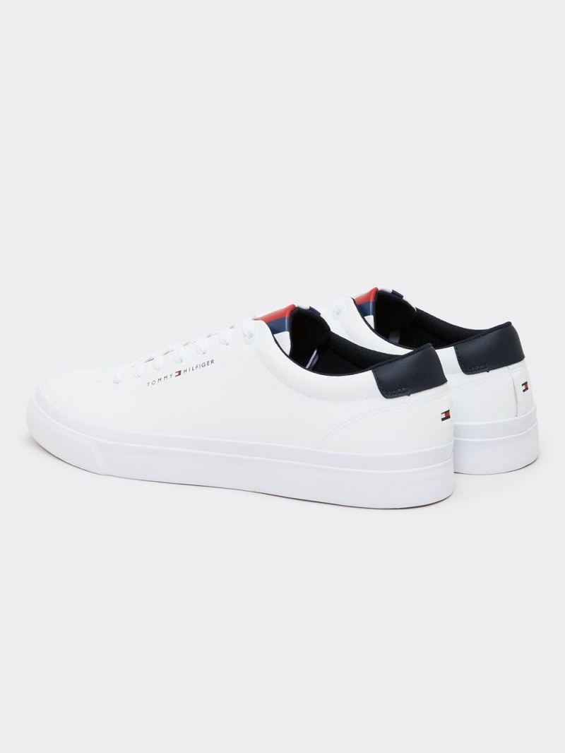 Tommy Hilfiger Läder Stripe Sneakers Herr Vita | 967-OPLHCK