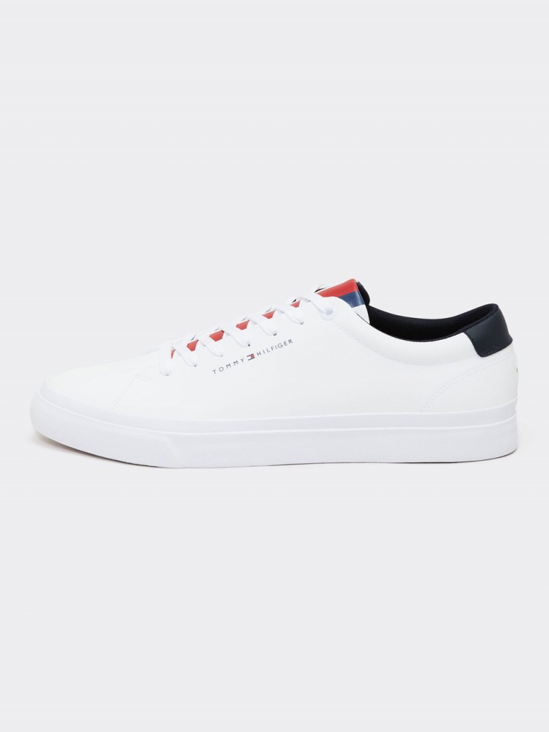 Tommy Hilfiger Läder Stripe Sneakers Herr Vita | 967-OPLHCK