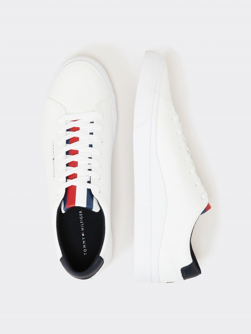 Tommy Hilfiger Läder Stripe Sneakers Herr Vita | 967-OPLHCK