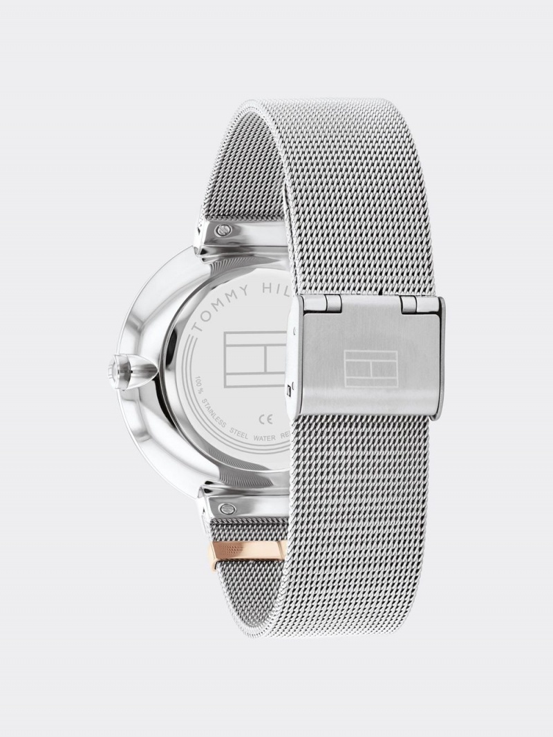 Tommy Hilfiger Lidia Stainless Steel Silver White Dial Klocka Dam Grå | 512-BHSXDT