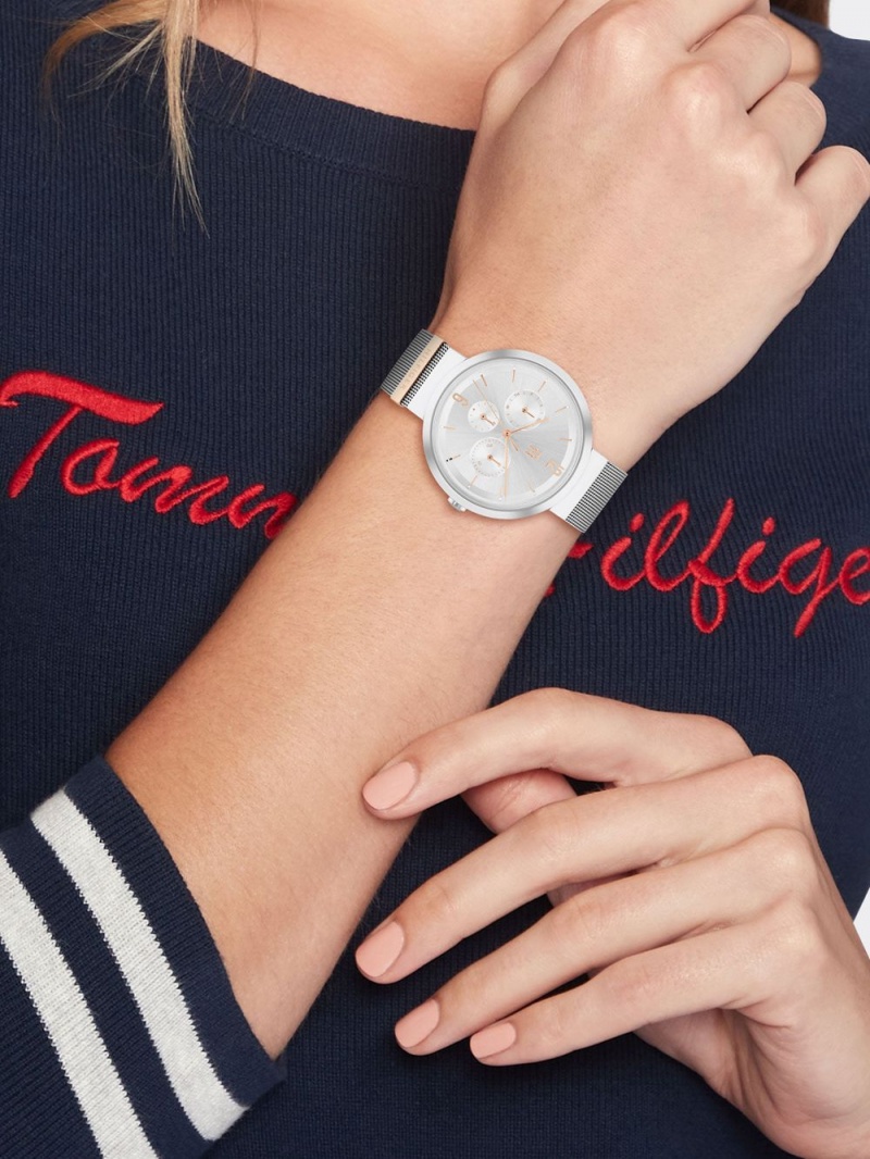 Tommy Hilfiger Lidia Stainless Steel Silver White Dial Klocka Dam Grå | 512-BHSXDT