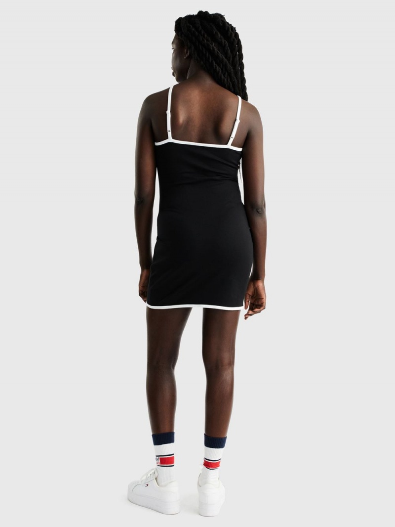 Tommy Hilfiger Linear Bodycon Klänning Dam Svarta | 579-EUOCWA