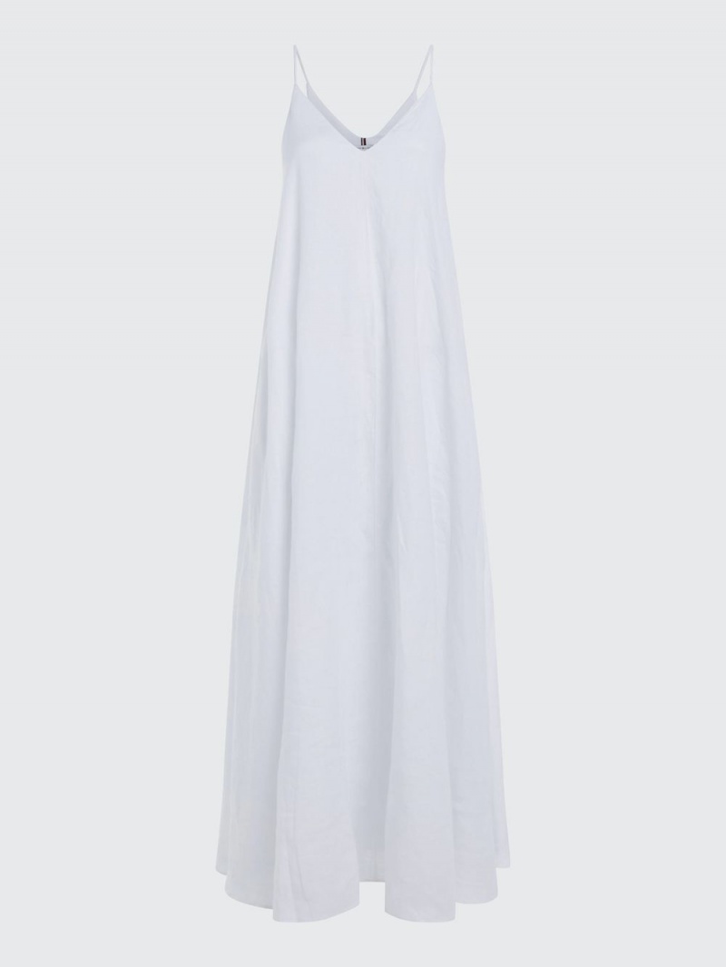 Tommy Hilfiger Linen Relaxed Fit Maxi Klänning Dam Vita | 612-XUVICA