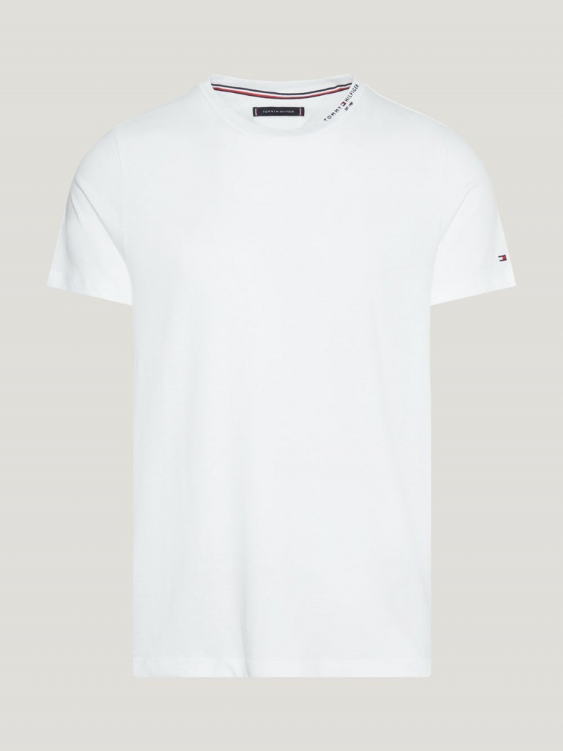 Tommy Hilfiger Logo Collar Slim Fit T-shirt Herr Vita | 907-PCDFHW