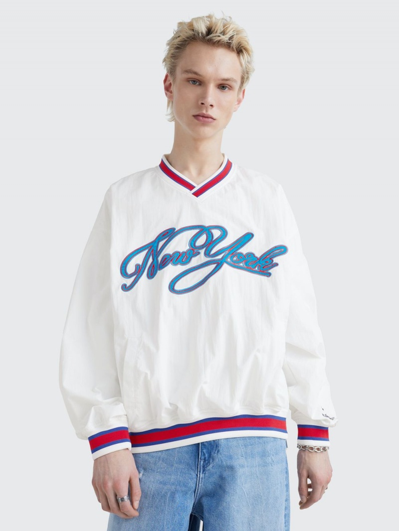 Tommy Hilfiger Logo Dual Gender Varsity Jumpers Dam Vita | 802-MVFUYD