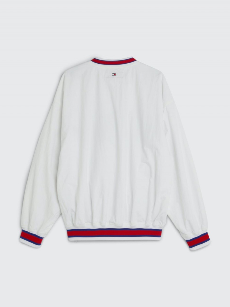 Tommy Hilfiger Logo Dual Gender Varsity Jumpers Dam Vita | 802-MVFUYD