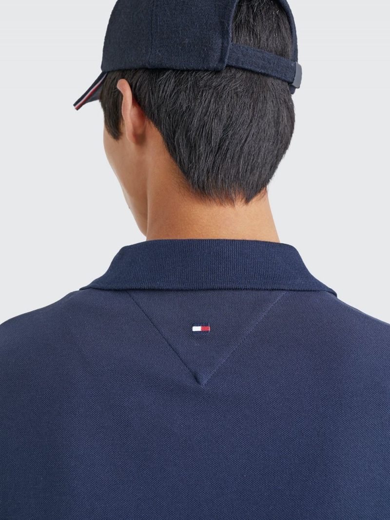 Tommy Hilfiger Logo Embroidery Regular Fit Piketröja Herr Marinblå | 106-IDPVYR