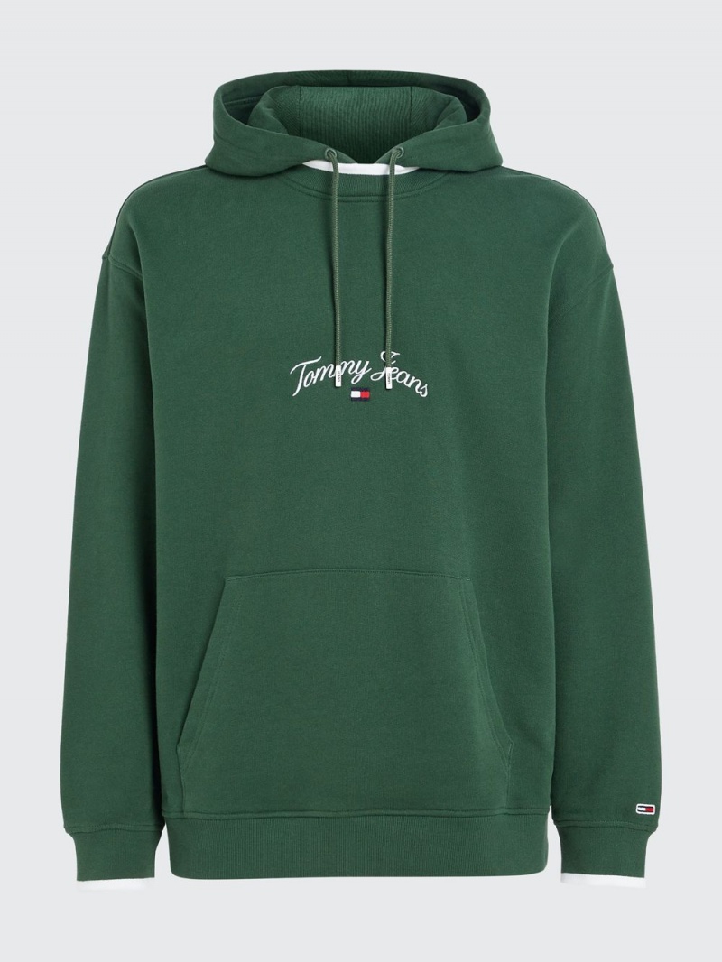 Tommy Hilfiger Logo Embroidery Relaxed Fit Hoodie Herr Gröna | 614-AOCLMS