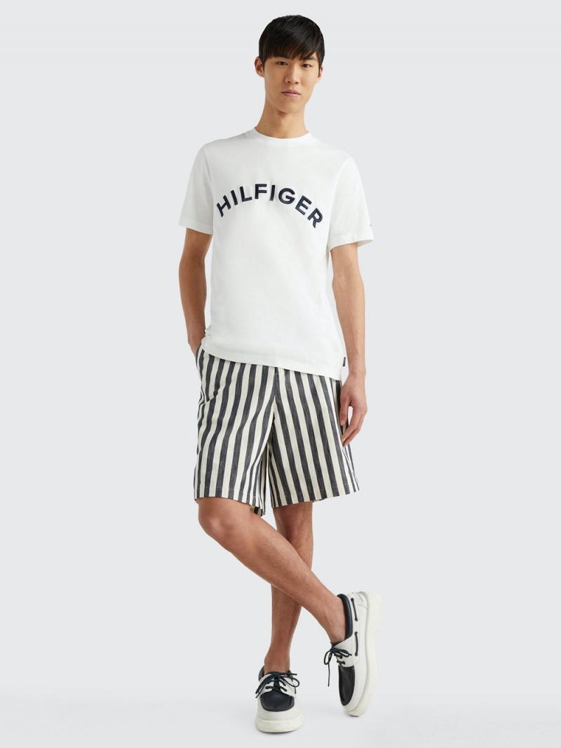 Tommy Hilfiger Logo Embroidery T-shirt Herr Vita | 417-YDKHBG