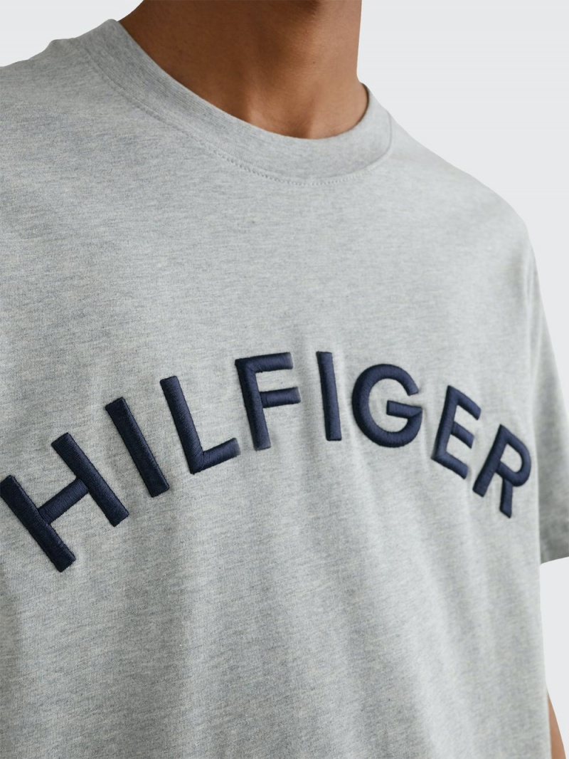 Tommy Hilfiger Logo Embroidery T-shirt Herr Grå | 176-LECHWG