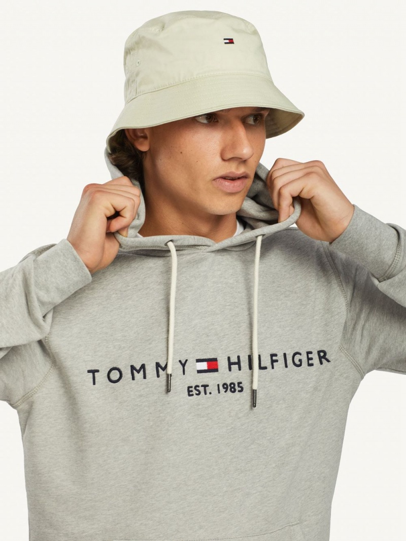 Tommy Hilfiger Logo Hoodie Herr Grå | 801-PNSMHR