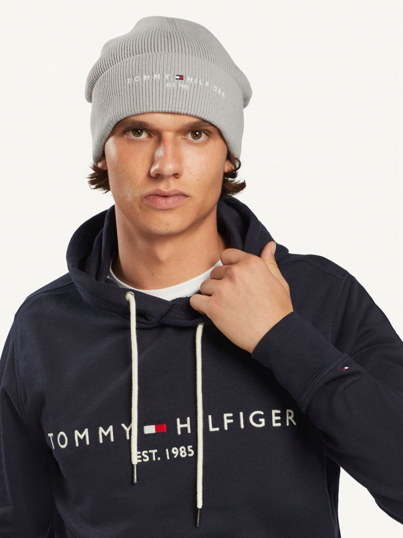 Tommy Hilfiger Logo Hoodie Herr Marinblå | 107-OLIDSF