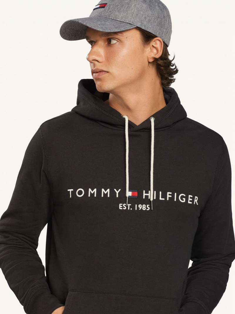 Tommy Hilfiger Logo Hoodie Herr Svarta | 463-XVOHBM