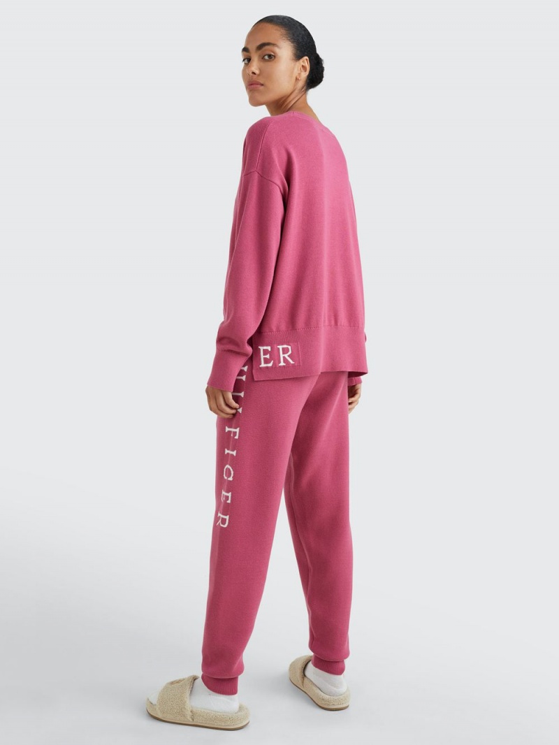 Tommy Hilfiger Logo Organic Bomull Jumpers Dam Rosa | 814-BYVFTD