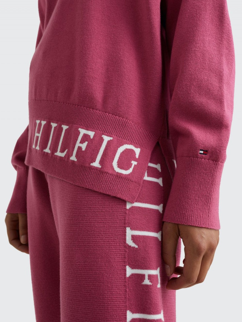 Tommy Hilfiger Logo Organic Bomull Jumpers Dam Rosa | 814-BYVFTD