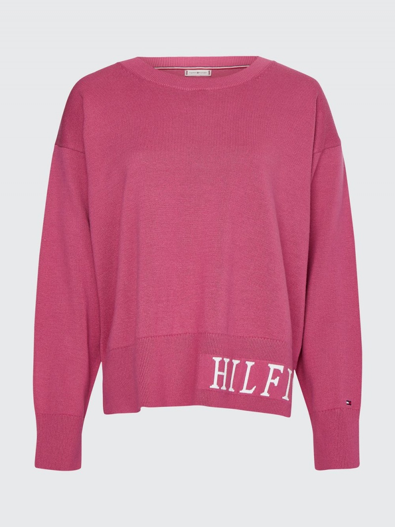 Tommy Hilfiger Logo Organic Bomull Jumpers Dam Rosa | 814-BYVFTD