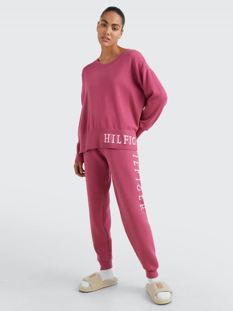 Tommy Hilfiger Logo Organic Bomull Jumpers Dam Rosa | 814-BYVFTD