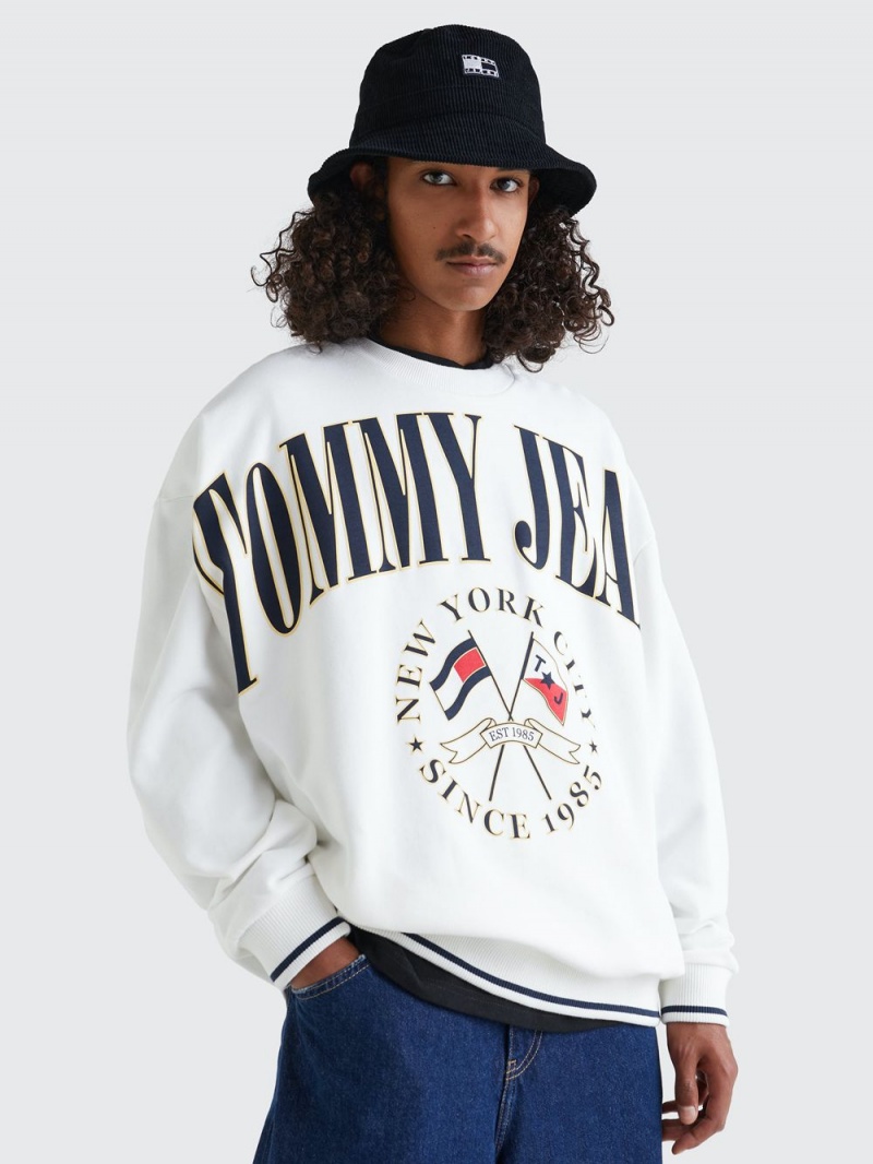 Tommy Hilfiger Logo Skater Tröjor Herr Vita | 259-NEMYIS