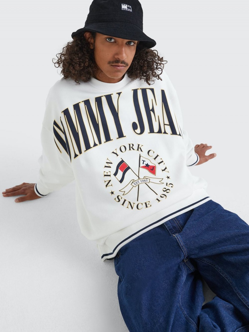 Tommy Hilfiger Logo Skater Tröjor Herr Vita | 259-NEMYIS