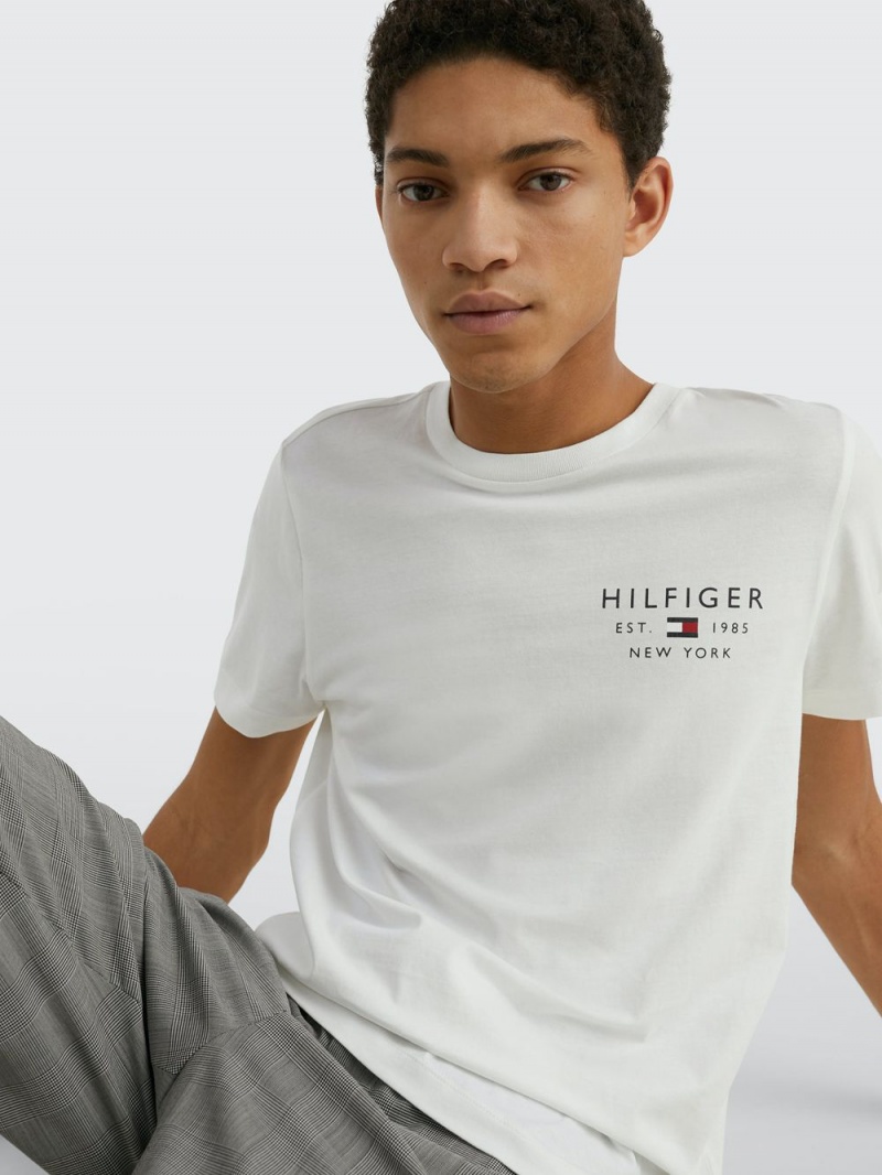 Tommy Hilfiger Logo Slim Fit T-shirt Herr Vita | 702-FEMLBQ