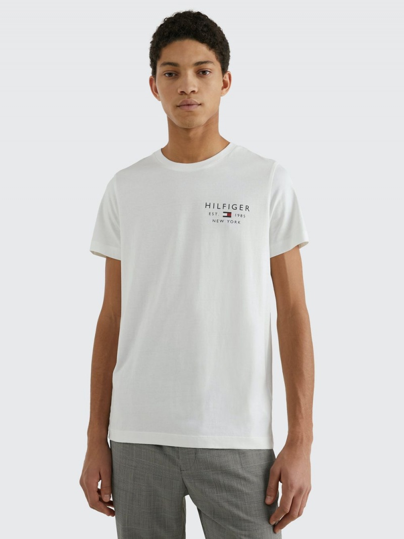 Tommy Hilfiger Logo Slim Fit T-shirt Herr Vita | 702-FEMLBQ